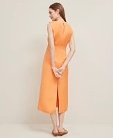 Ann Taylor Linen Blend Column Midi Dress Muskmelon Women's