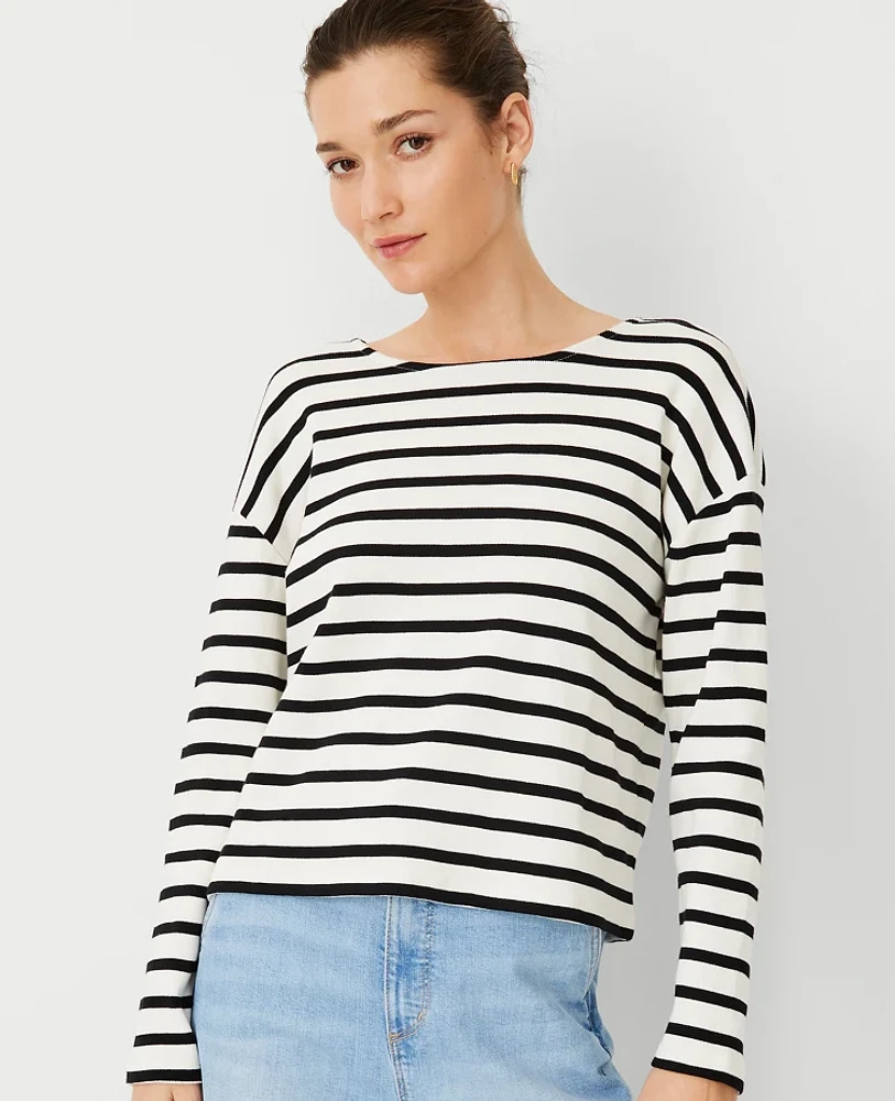 Ann Taylor Weekend Collection Stripe Relaxed Long Sleeve Top Women's