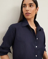 Ann Taylor Cropped Linen Shirt Women's