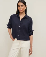 Ann Taylor Cropped Linen Shirt Women's