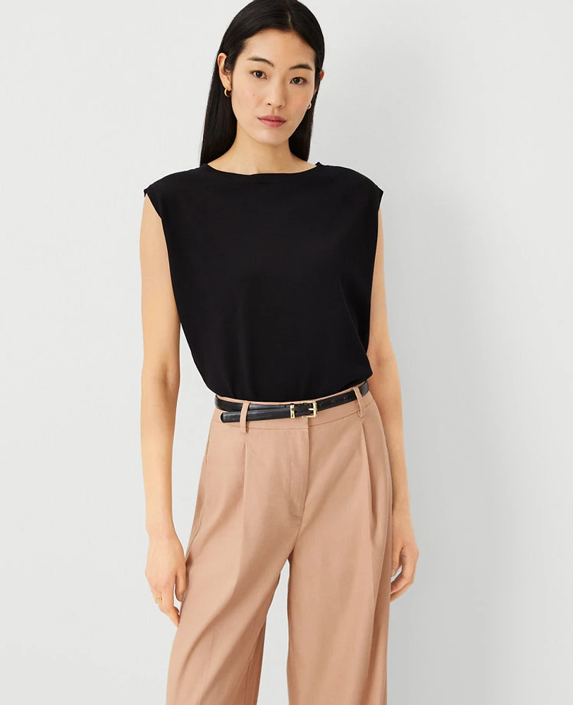 Ann Taylor Wedge Sweater Shell Top Black Women's