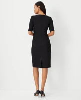 Ann Taylor The Elbow Sleeve Square Neck Dress Seasonless Stretch - Curvy Fit Women's