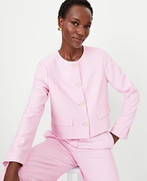 Ann Taylor The Crew Neck Jacket in Cross Weave Size 18 Fragrant Lilac Women's