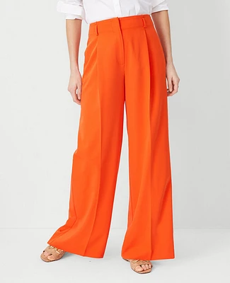 Ann Taylor The Single Pleated Wide Leg Pant Size 0 Flame Azalea Women's