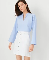 Ann Taylor AT Weekend Denim Skirt Size 14 White Women's