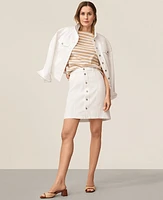 Ann Taylor AT Weekend Denim Skirt Size 14 White Women's