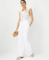 Ann Taylor The Easy Palazzo Pant Linen Blend White Women's
