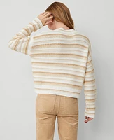 Ann Taylor Stripe Relaxed Sweater Size XL Neutral/White Combo Women's