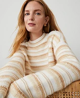 Ann Taylor Stripe Relaxed Sweater Size XL Neutral/White Combo Women's