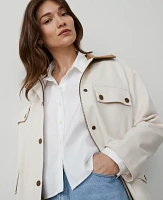 Ann Taylor Weekend Collection Cropped Shirt White Women's