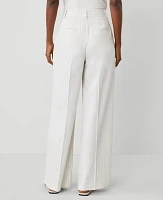 Ann Taylor The Petite Pleated Wide-Leg Pant Pinstripe Dusty Ivory Melange Women's