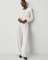 Ann Taylor The Petite Pleated Wide-Leg Pant Pinstripe Dusty Ivory Melange Women's