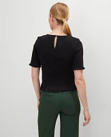 Ann Taylor Smocked Ruffle Trimmed Top Women's