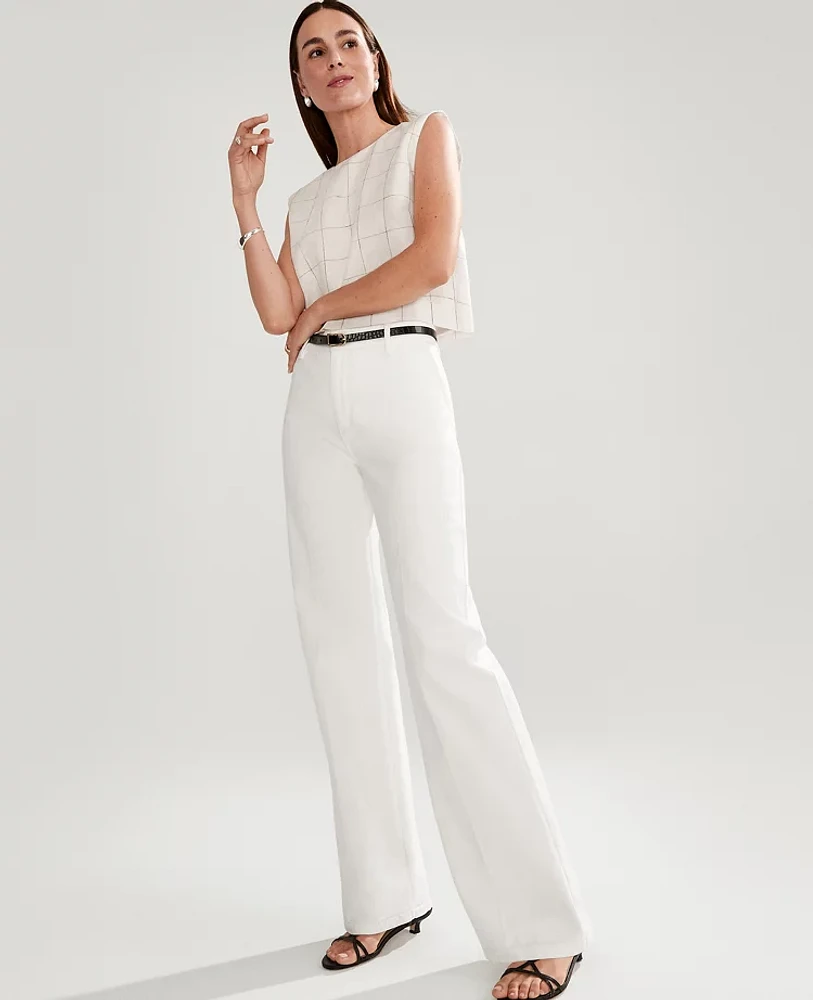 Ann Taylor The Refined Wide-Leg Jean White Women's