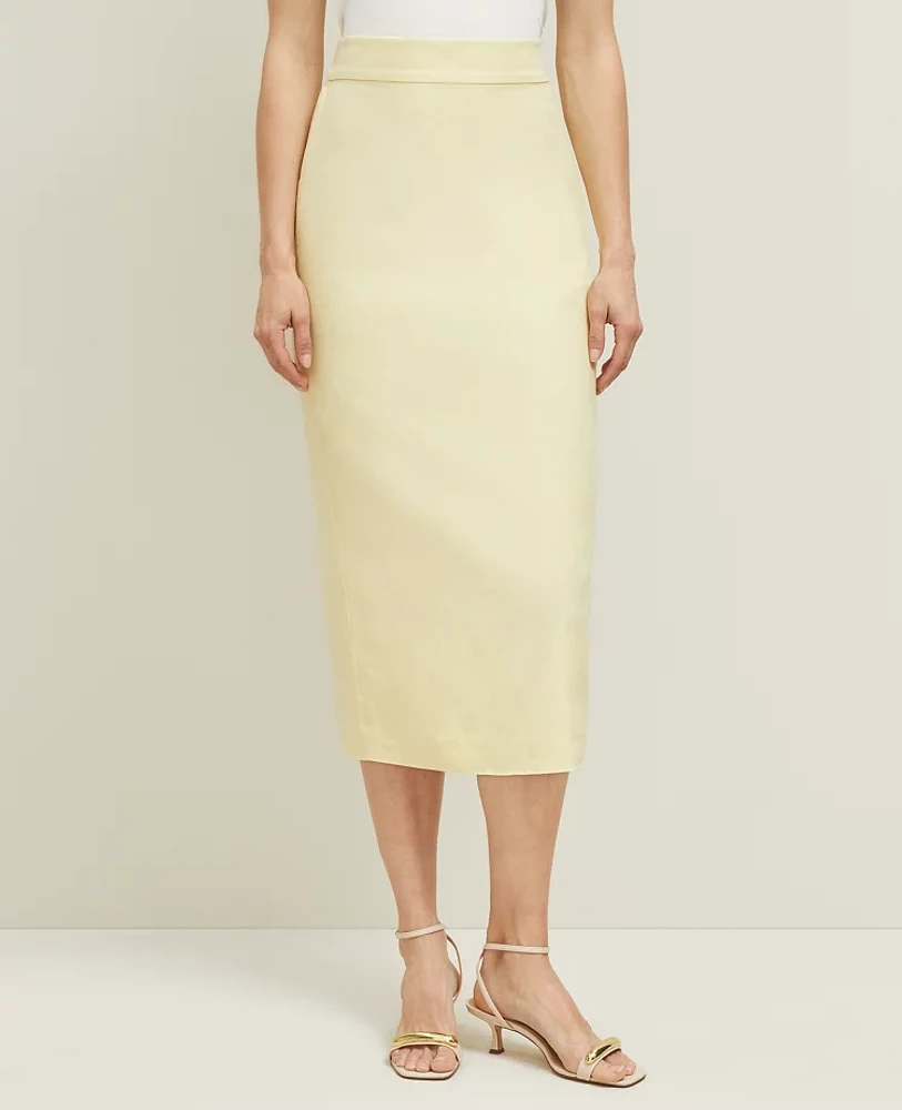 Ann Taylor Linen Blend Clean Midi Skirt Women's