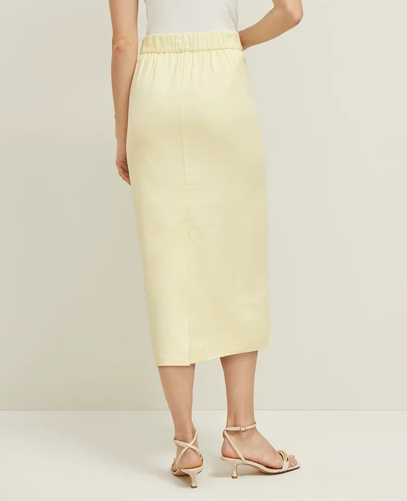 Ann Taylor Linen Blend Clean Midi Skirt Women's