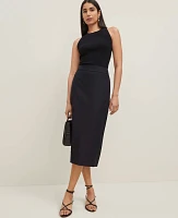 Ann Taylor Linen Blend Clean Midi Skirt Women's