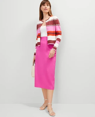 Ann Taylor Linen Blend Clean Midi Skirt Women's