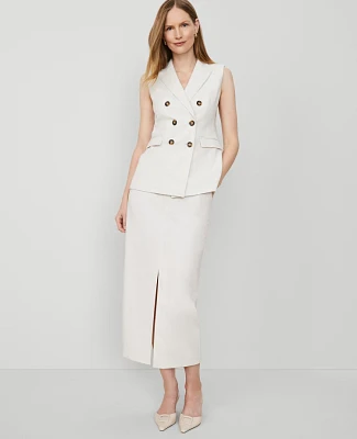 Ann Taylor The Trouser Column Midi Skirt Size 6 Tan Texture Women's