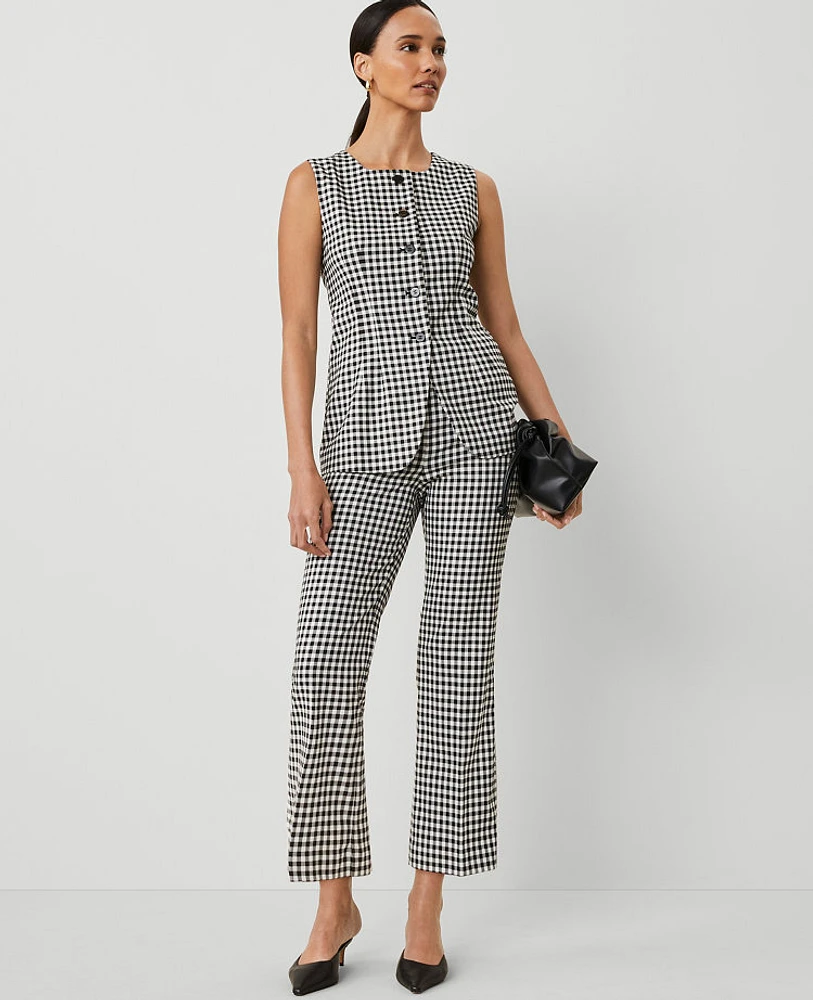 Ann Taylor The Tall Flare Pant in Gingham Size 14 Black/White Multi Women's