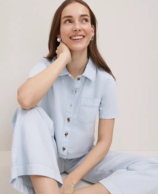 Ann Taylor Weekend Collection Denim Shirt Washed Blue Women's