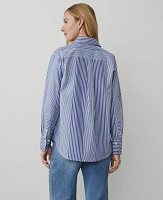 Ann Taylor Petite Weekend Collection Striped Oversized Shirt Deep Grotto Women's