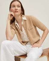 Ann Taylor Blouson Sleeve Stitch Cardigan Women's