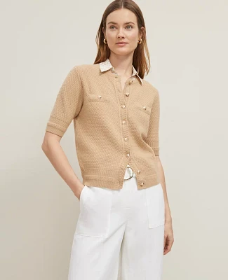 Ann Taylor Blouson Sleeve Stitch Cardigan Women's