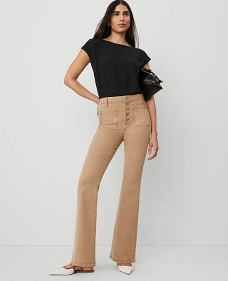 Ann Taylor The Patch Pocket Flare Jean Cappuccino Tan Women's