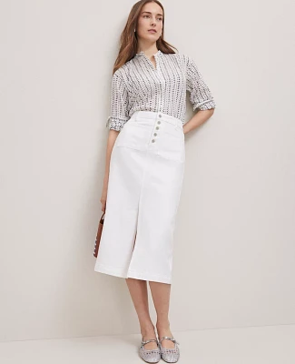 Ann Taylor Weekend Collection Denim Midi Skirt White Women's
