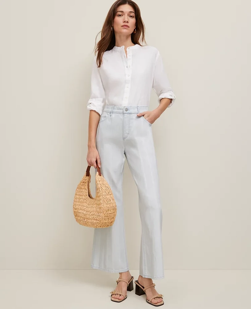 Ann Taylor The Wide-Leg Crop Jean Size 10 Light Denim Women's