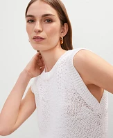 Ann Taylor Crew Neck Sweater Shell Top White Women's
