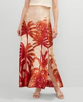 Ann Taylor Studio Collection Silk Maxi Skirt Tropical Print Seedpearl Women's