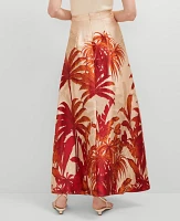 Ann Taylor Studio Collection Silk Maxi Skirt Tropical Print Seedpearl Women's