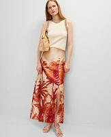 Ann Taylor Studio Collection Silk Maxi Skirt Tropical Print Seedpearl Women's