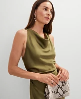Ann Taylor Halter Bias Satin Maxi Dress Moss Green Women's