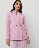 Ann Taylor Petite Tweed Double Breasted Blazer Clean Lilac Women's