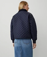 Ann Taylor Petite Weekend Collection Quilted Bomber Jacket Night Sky Women's