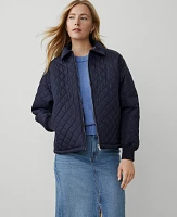 Ann Taylor Petite Weekend Collection Quilted Bomber Jacket Night Sky Women's