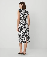 Ann Taylor Petite Floral Cap Sleeve Sheath Dress Size 00 Black Women's