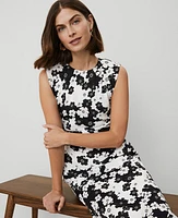 Ann Taylor Petite Floral Cap Sleeve Sheath Dress Size 00 Black Women's