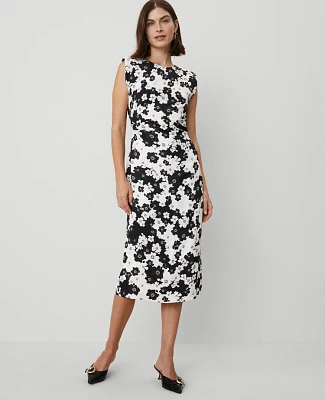 Ann Taylor Petite Floral Cap Sleeve Sheath Dress Size 00 Black Women's