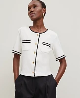 Ann Taylor Crochet Trim Knit Jacket Women's