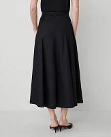 Ann Taylor Petite Poplin Gored Midi Skirt Size 4 Black Women's