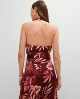 Ann Taylor Studio Collection Twist Halter Top Tropical Print Raspberry Truffle Women's