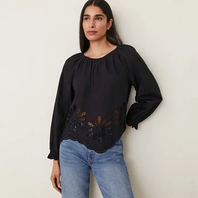 Ann Taylor Weekend Collection Embroidered Popover Top Women's