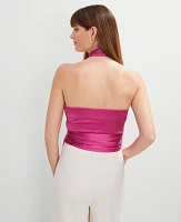 Ann Taylor Studio Collection Twist Halter Tie Top Bright Petunia Women's