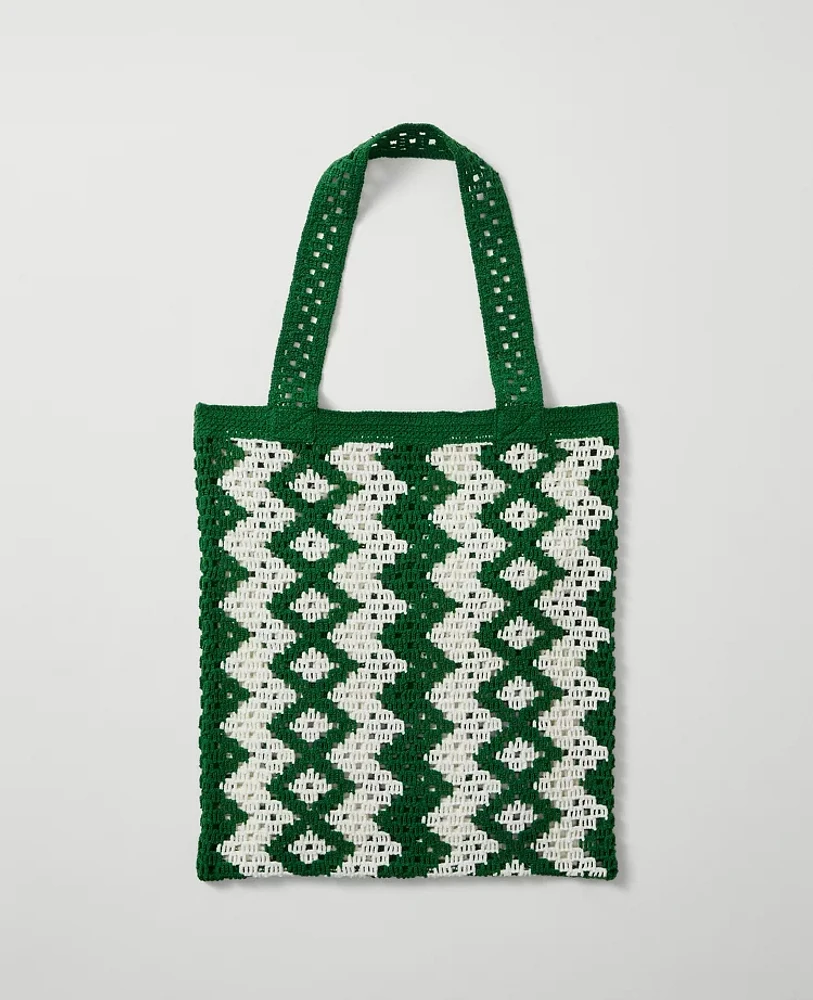 Ann Taylor Crochet Tote Bag White Women's
