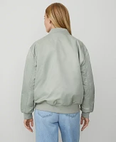 Ann Taylor Petite Weekend Collection Bomber Jacket Silver Sage Women's