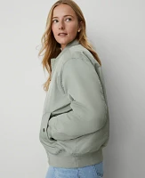 Ann Taylor Petite Weekend Collection Bomber Jacket Silver Sage Women's
